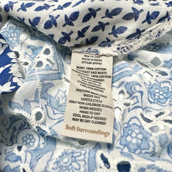 Soft Surroundings | Women | Capelle Embroidered Eyelet Button Up Shirt | Medium - Picture 9 of 15